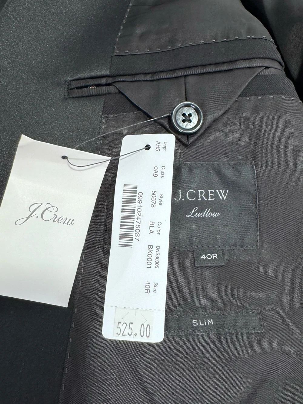 NWT J.Crew Ludlow Wool Men Black Slim Fit Tuxedo Blazer Jacket Pant Size 40R W32